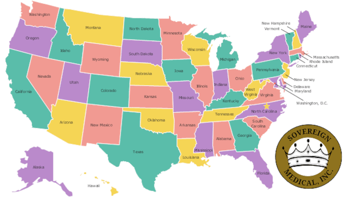 Sovereign Medical, USA Map